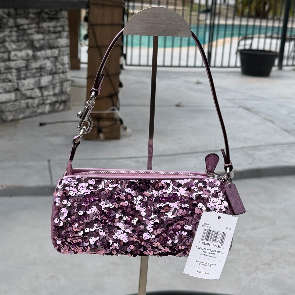 Coach Sequin Lilac handbag NWT - Picture 3 of 9